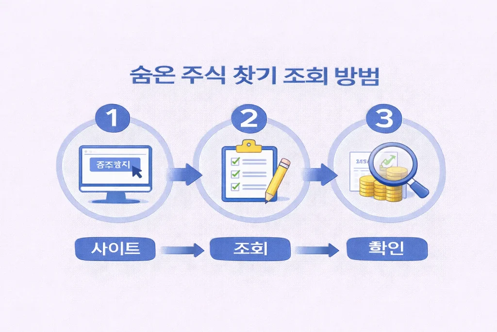 숨은 주식 찾기 조회 방법 및 환급 절차 정리 (2026년 현재 기준) 2 숨은 주식 찾기 조회