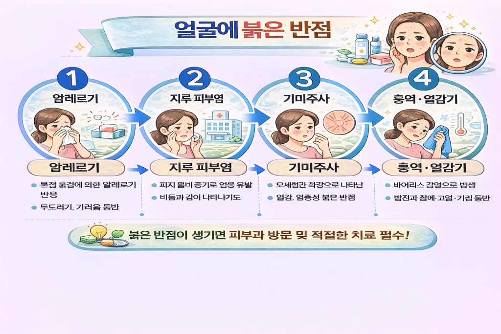 얼굴에 붉은 반점